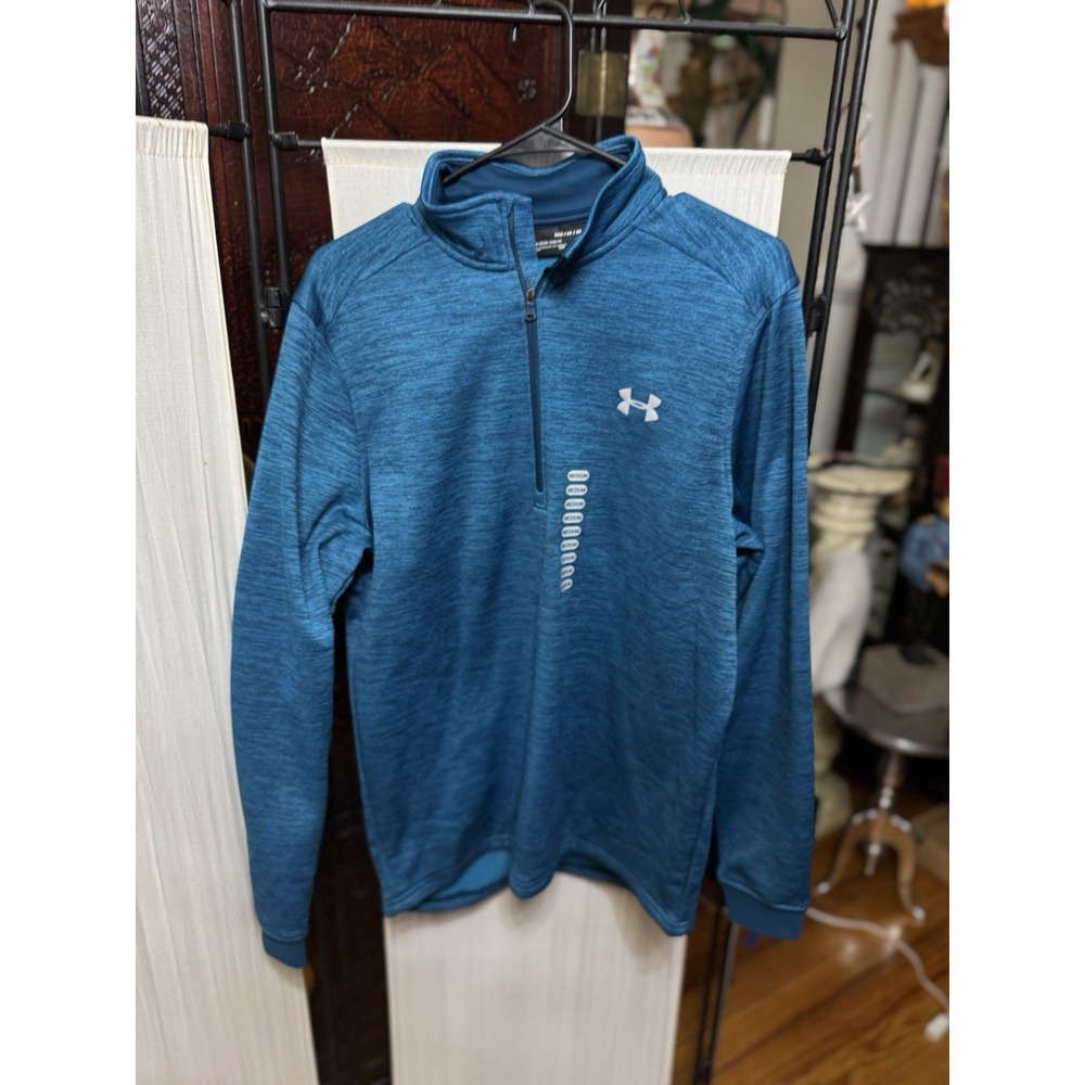 Under Armour Men's Medium Blue Heather Loose Fit Quarter Zip Pullover NWT